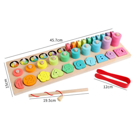 Joc Logaritmic Montessori Numere si Pescuit magnetic lemn
