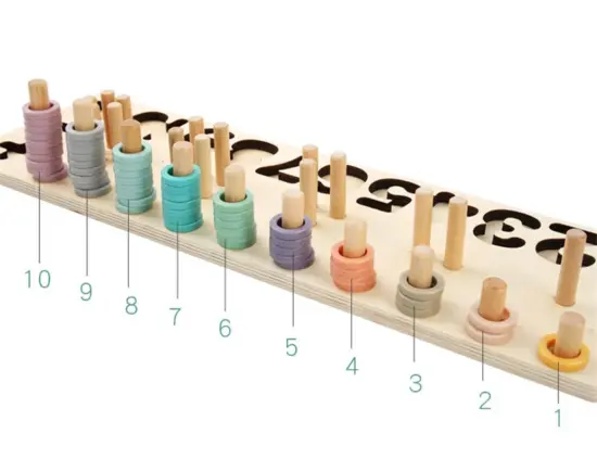 Joc Logaritmic lemn Forme geometrice-numere in culori pastel