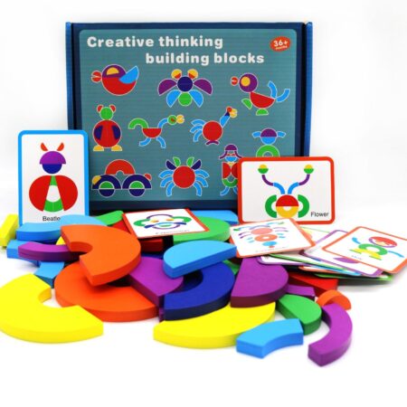 Joc Tangram cu planse Creativ din lemn Forme