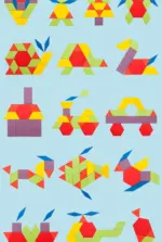 Joc Tangram lemn 180 piese Forme geometrice educative