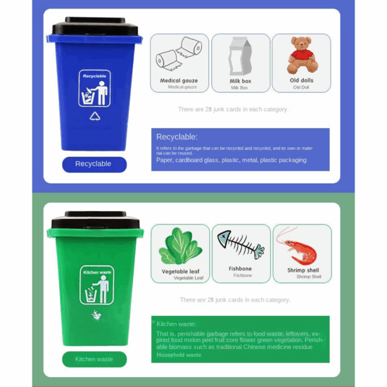 Joc educativ Sorteaza deseurile corect-selectiv pe culori