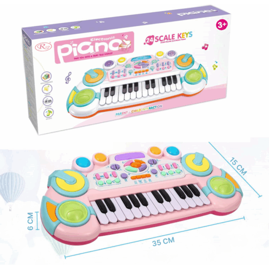 Jucarie interactiva bebe Mini Pianina cu lumini 24 de taste