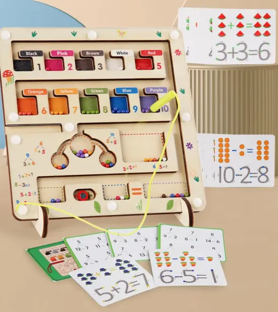 Labirint Magnetic lemn Sortare culori Invatam aritmetica cu bile