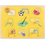 Puzzle incastru copii Accesorii sportive cu butoni din lemn