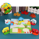 Puzzle lemn 3D Vehicule de transport Forme geometrice