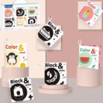 Set 6 carti senzoriale pentru nou nascuti Contrast ridicat bebe