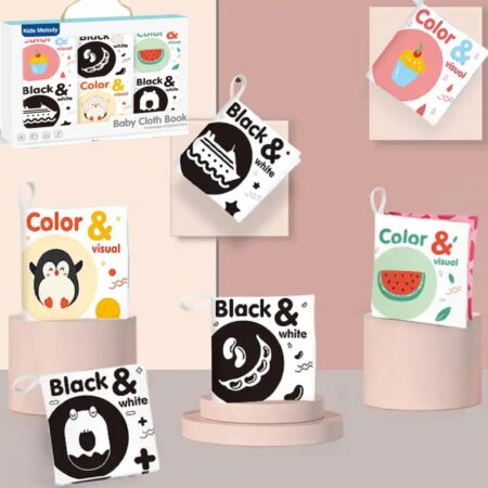 Set 6 carti senzoriale pentru nou nascuti Contrast ridicat bebe