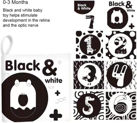 Set 6 carti senzoriale pentru nou nascuti Contrast ridicat bebe