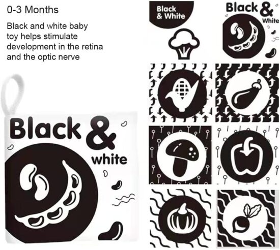 Set 6 carti senzoriale pentru nou nascuti Contrast ridicat bebe