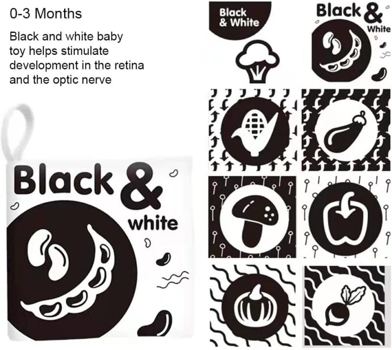 Set 6 carti senzoriale pentru nou nascuti Contrast ridicat bebe