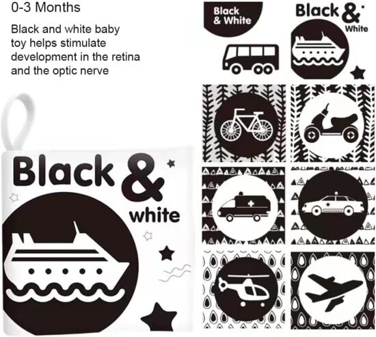 Set 6 carti senzoriale pentru nou nascuti Contrast ridicat bebe