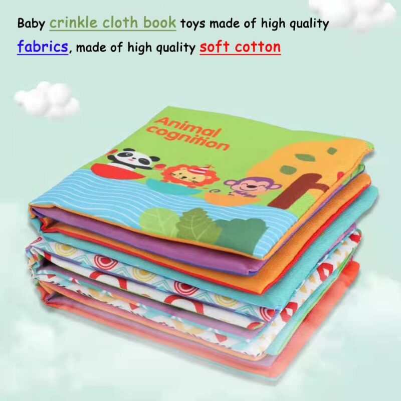 Set 6 carti textile Jucarii senzoriale cu Animale Cifre Culori