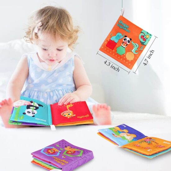 Set 6 carti textile Jucarii senzoriale cu Animale Cifre Culori