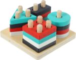 Sortator 4 coloane din lemn Forme geometrice pentru motricitate
