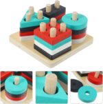 Sortator 4 coloane din lemn Forme geometrice pentru motricitate