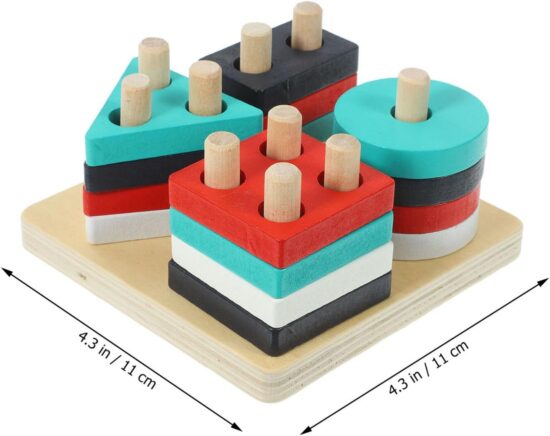 Sortator 4 coloane din lemn Forme geometrice pentru motricitate