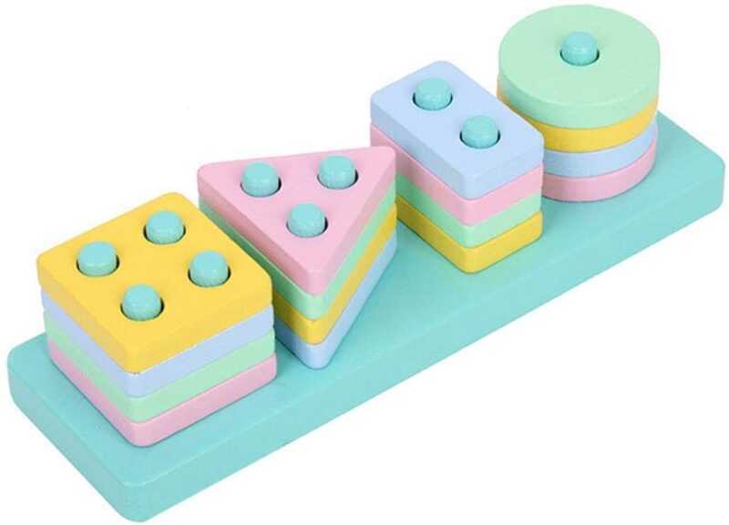 Sortator forme geometrice din lemn Dreptunghi 4 coloane