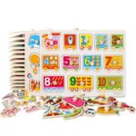 Puzzle incastru masini si cifre cu butoni din lemn