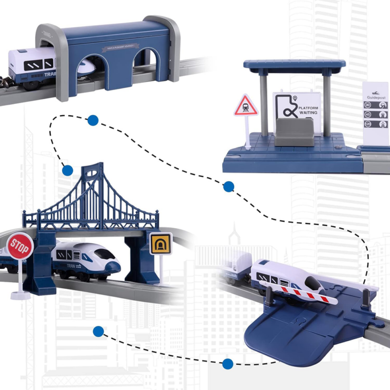 Trenul Politia Circuit electric cu semne de circulatie 106 piese