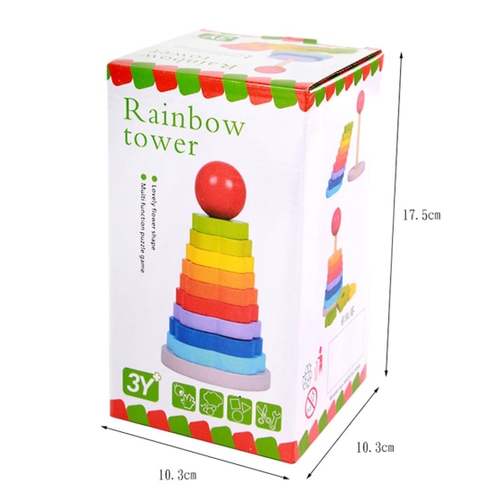 Turn din lemn copii curcubeul floare Rainbow Tower
