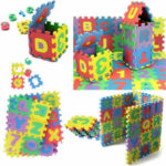 Covoras puzzle litere si cfre 17x17cm spuma 36pcs