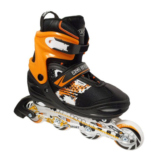 Role reglabile Portocaliu-Negru din aluminiu Roti din silicon si frana