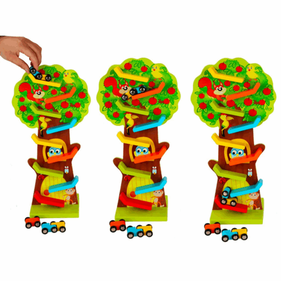 Copacul cu fructe si Pista raliu cu masinute din lemn