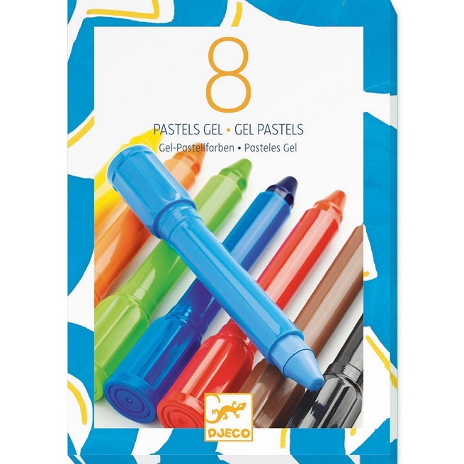 Set 8 creioane culori intense cu gel Djeco