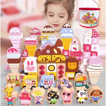 Cuburi de constructie set 116 piese Oraselul de Inghetata