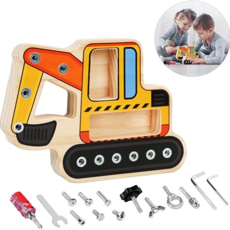 Excavator Montessori Placa lemn Suruburi Banc scule