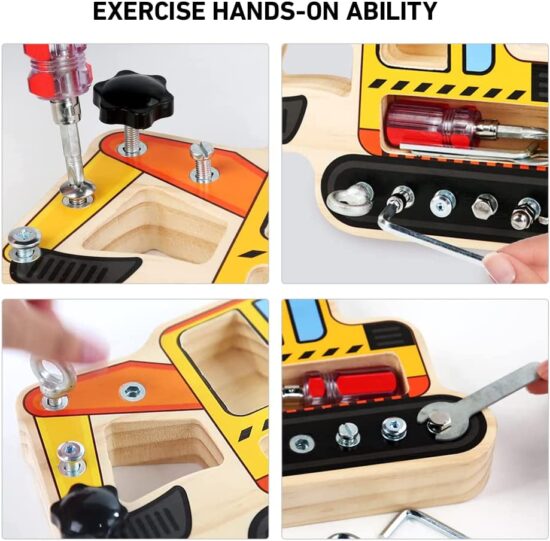 Excavator Montessori Placa lemn Suruburi Banc scule