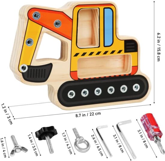 Excavator Montessori Placa lemn Suruburi Banc scule