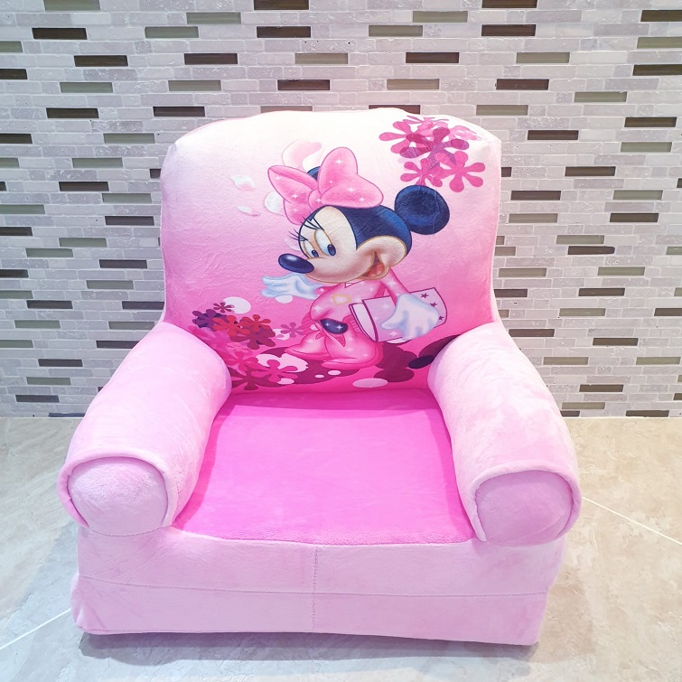 Fotoliu extensibil plus Minnie Mouse roz pentru copii