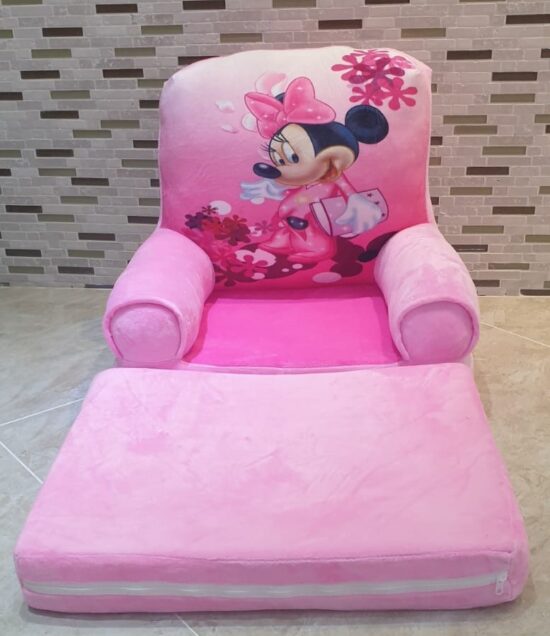 Fotoliu extensibil plus Minnie Mouse roz pentru copii