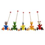 Jucarie de impins Animalute cu bilute la roti Zornaitori