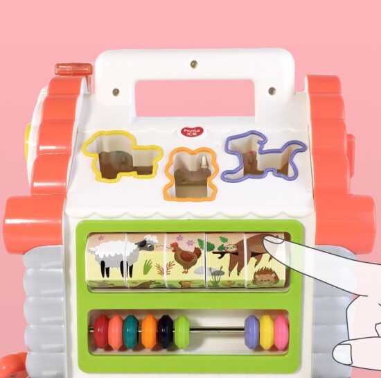 Jucarie interactiva cu activitati Casuta educativa si 3 cuburi