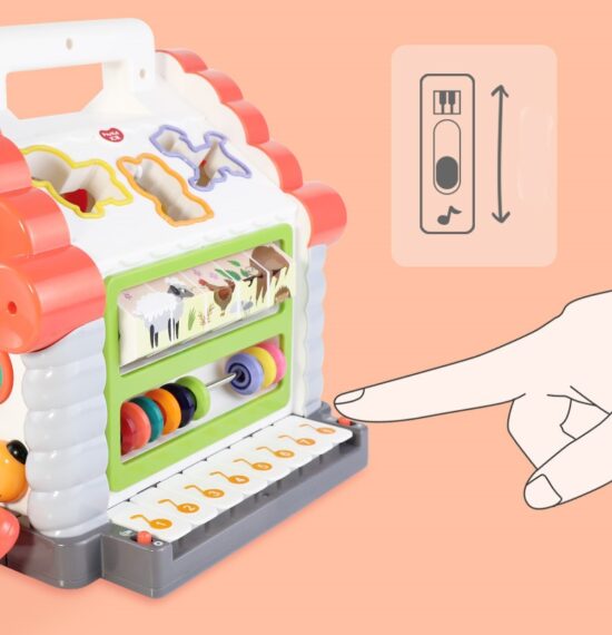 Jucarie interactiva cu activitati Casuta educativa si 3 cuburi