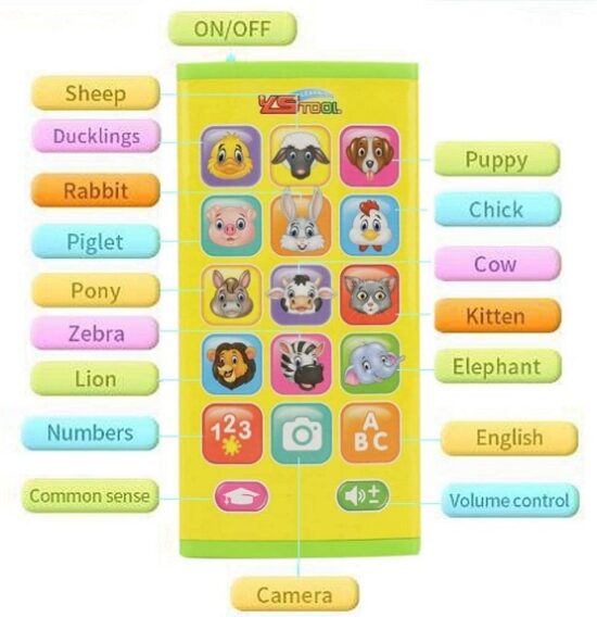 Jucarie telefon mobil Smartphone muzical cu animale bebe