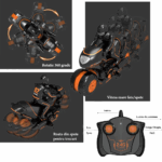 Motocicleta cu telecomanda Rotatie roti 360grade