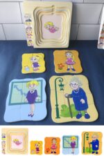 Puzzle in straturi Ciclul vietii Bunicul si Bunica din lemn