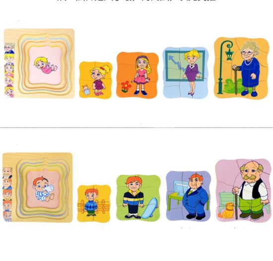 Puzzle in straturi Ciclul vietii Bunicul si Bunica din lemn