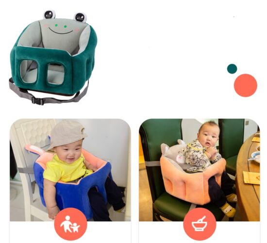 Scaun multifunctional din plus cu centura si desene bebelusi