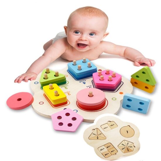 Sortator forme geometrice lemn cu 5 coloane Floare