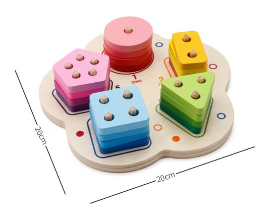 Sortator forme geometrice lemn cu 5 coloane Floare