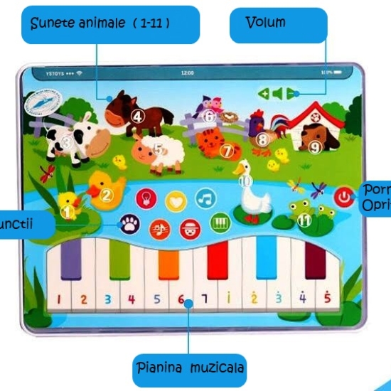 Tableta interactiva cu muzica de pian si 10 sunete