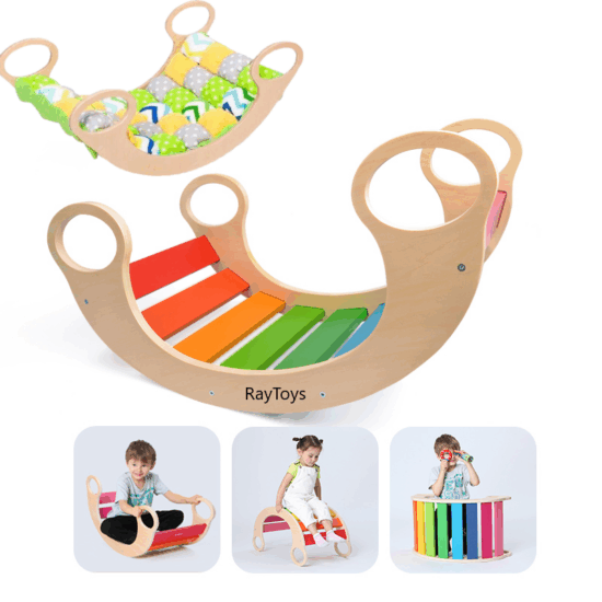 Balansoar din lemn Curcubeu Multifunctional Rainbow