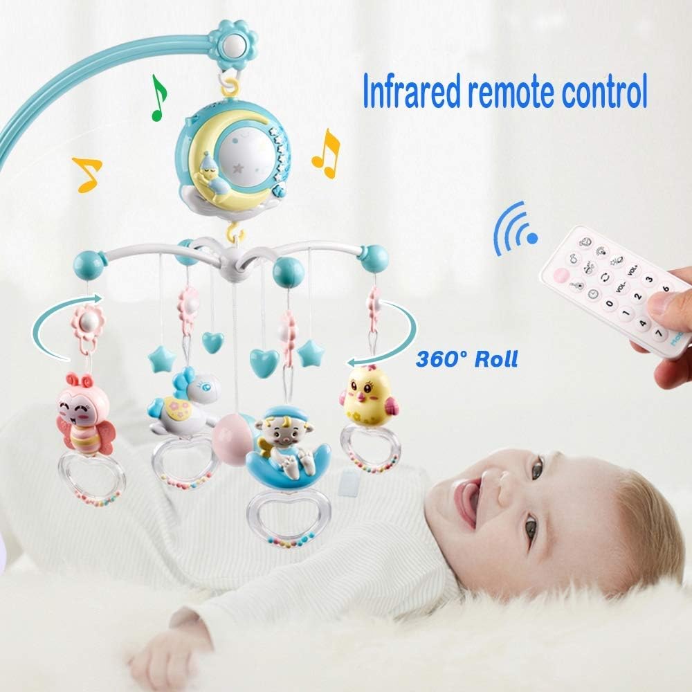 Carusel muzical bebe cu telecomanda Proiector rotativ Luna