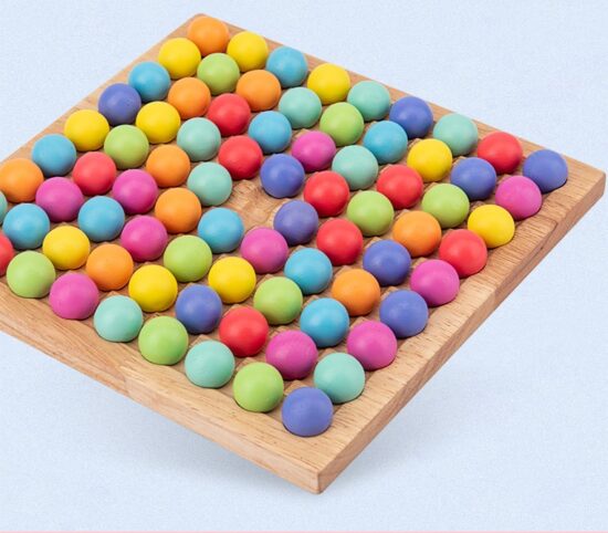 Joc Montessori Tablita cu bile colorate Rainbow color