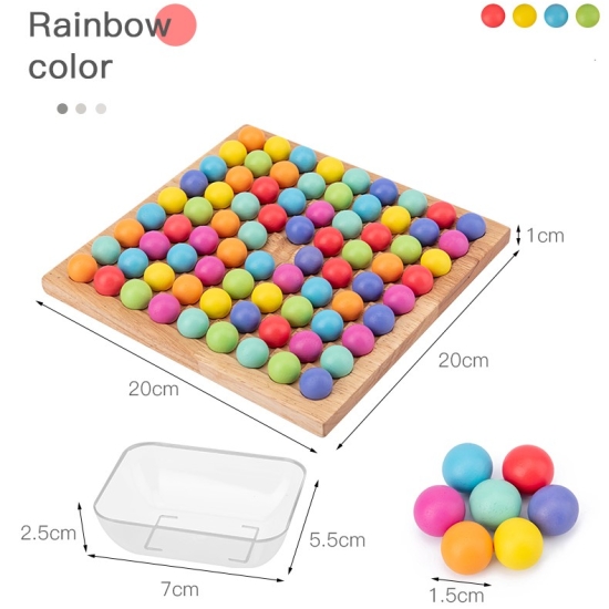 Joc Montessori Tablita cu bile colorate Rainbow color