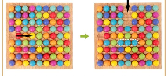 Joc Montessori Tablita cu bile colorate Rainbow color